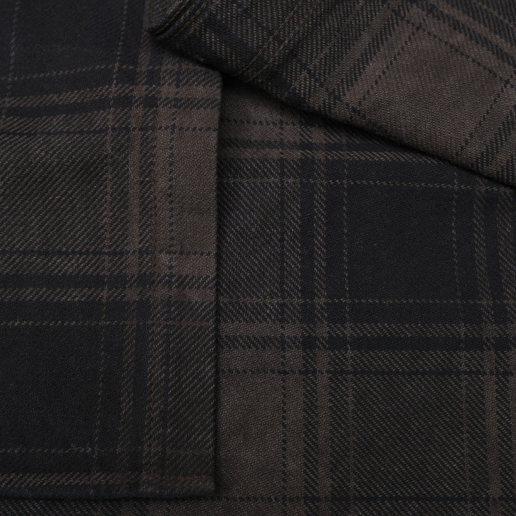 Studio D'Artisan "Amami Dorozome" Heavyweight Check Flannel Shirt (Dark Brown)