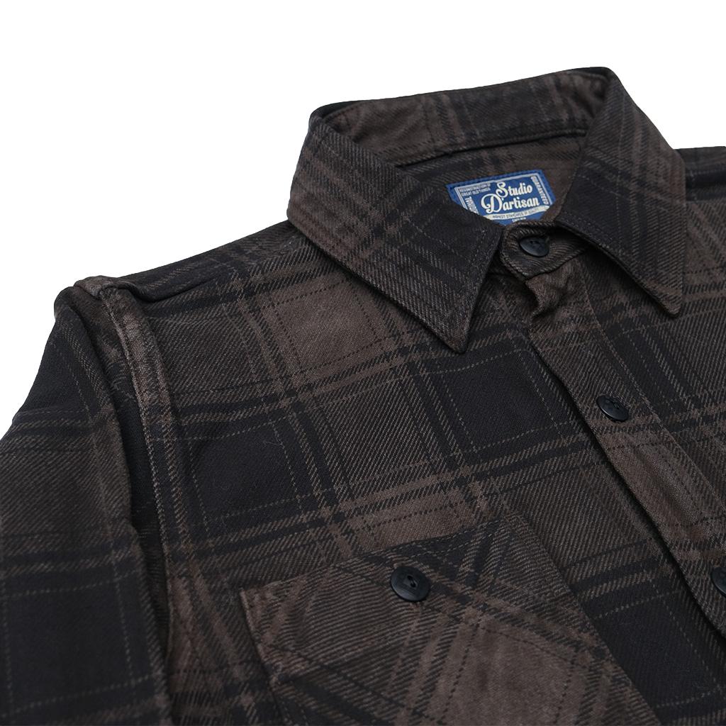 Studio D'Artisan "Amami Dorozome" Heavyweight Check Flannel Shirt (Dark Brown)