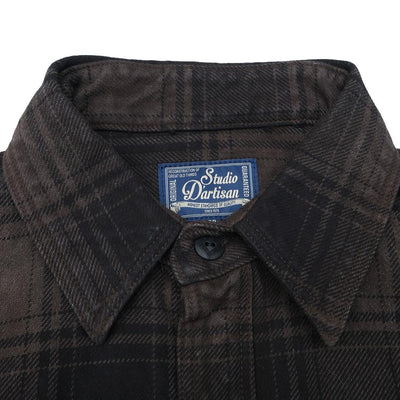 Studio D'Artisan "Amami Dorozome" Heavyweight Check Flannel Shirt (Dark Brown)