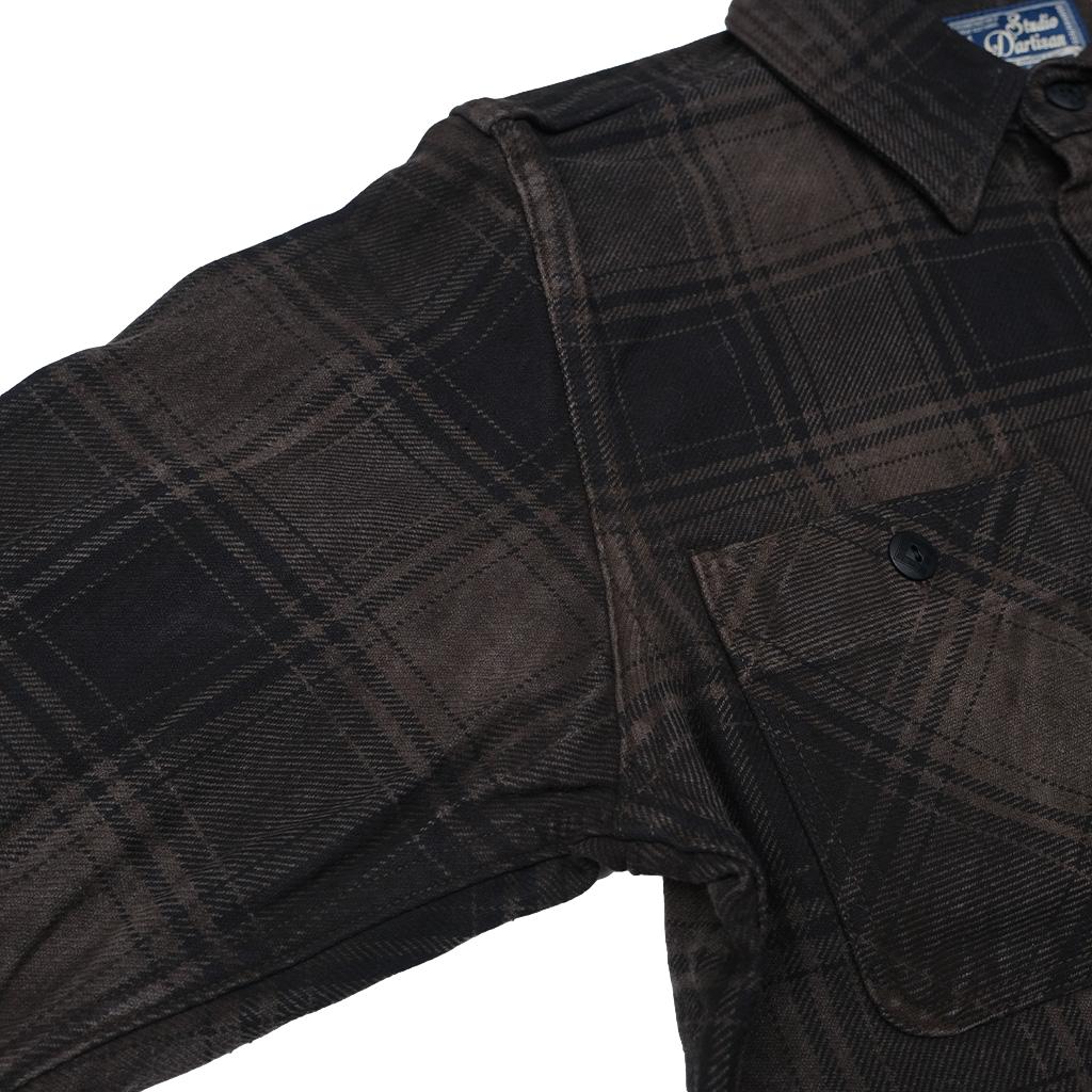 Studio D'Artisan "Amami Dorozome" Heavyweight Check Flannel Shirt (Dark Brown)