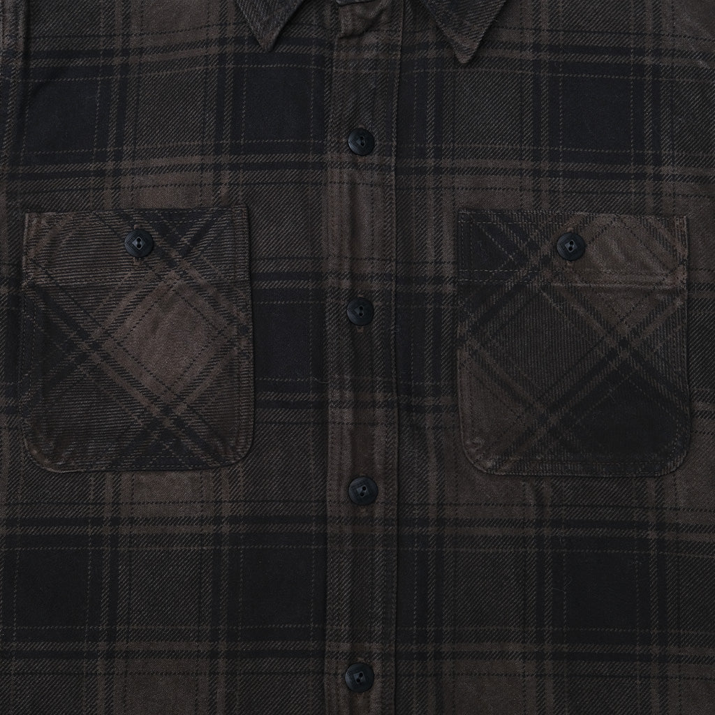 Studio D'Artisan "Amami Dorozome" Heavyweight Check Flannel Shirt (Dark Brown)