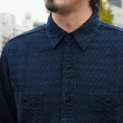 Studio D'Artisan Indigo Dyed Selvedge Jacquard Shirt