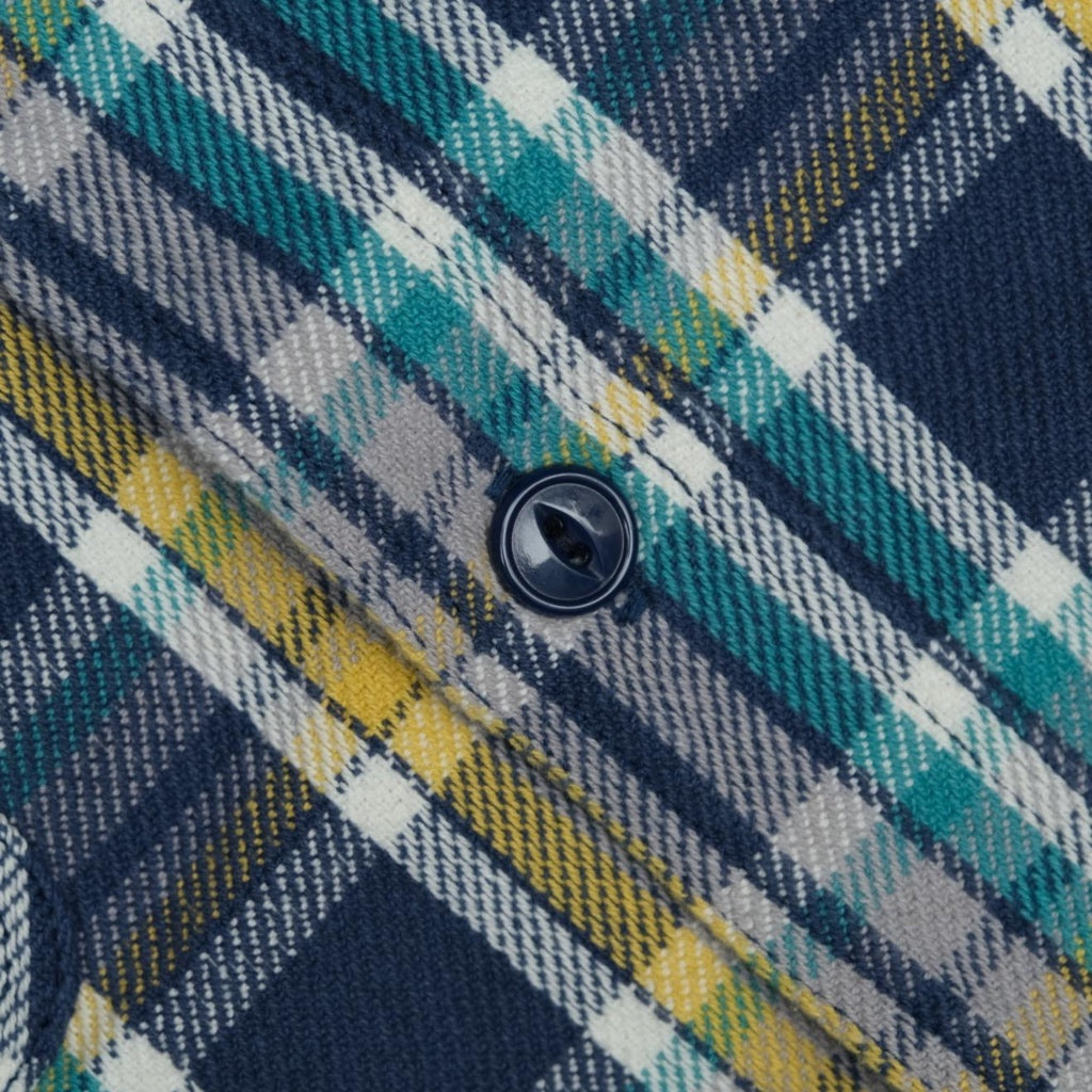 Studio D'Artisan Heavyweight Check Flannel Shirt (Blue)