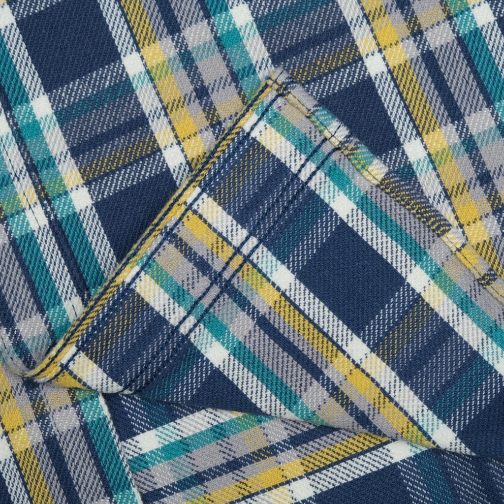 Studio D'Artisan Heavyweight Check Flannel Shirt (Blue)