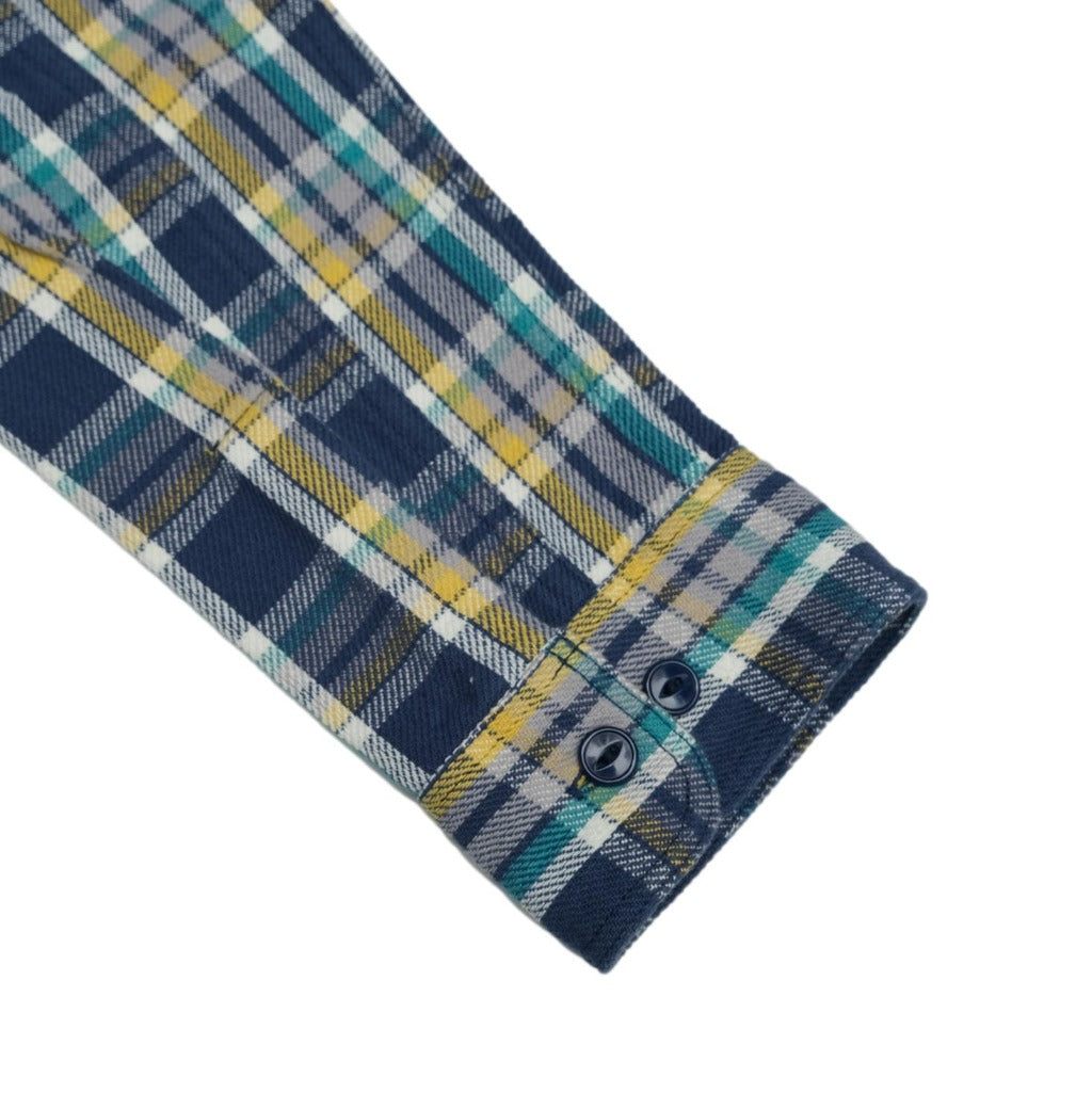 Studio D'Artisan Heavyweight Check Flannel Shirt (Blue)