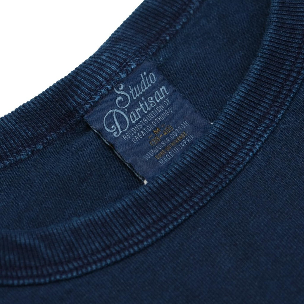 Studio D'Artisan 8067B Indigo Dyed Logo Print Tee