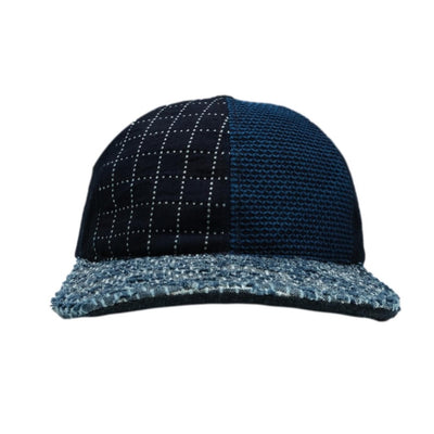 The Factory Made Distressed Multi 6-panel Sashiko Cap - Okayama Denim