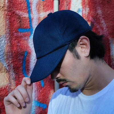 The Factory Made Sashiko 6-Panel Cap (Blue)