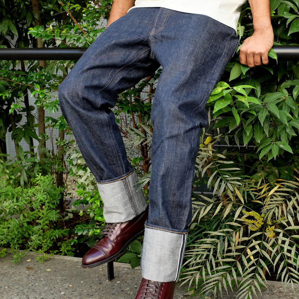 Selvedge Denim Cuffed Indigo Stitch Selvedge Logo Cuff Jeans