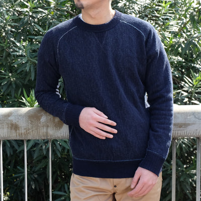 Pure Blue Japan Indigo Cable Knit Crewneck Sweatshirt