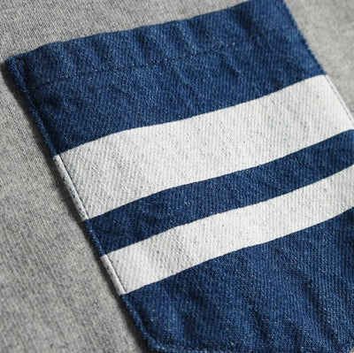 Momotaro GTB Denim Pocket Sweatshirt (Gray) - Okayama Denim Sweatshirt - Selvedge