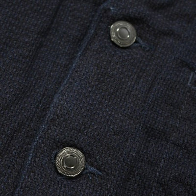 Momotaro Indigo Dyed Dobby Sashiko Vest - Okayama Denim Jacket - Selvedge